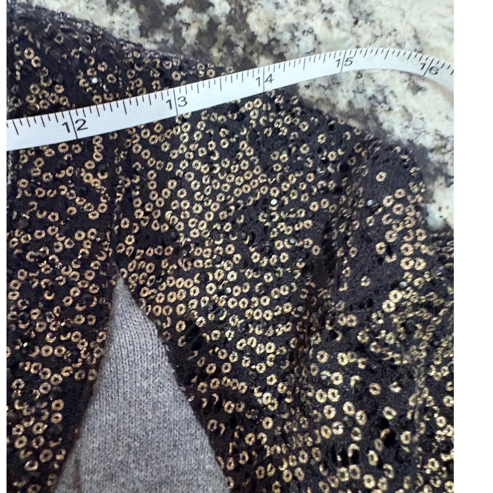 Alberto Makali Women's L Top Grey Leopard Sequin Floral Art to Wear‎ EUC - Picture 6 of 7